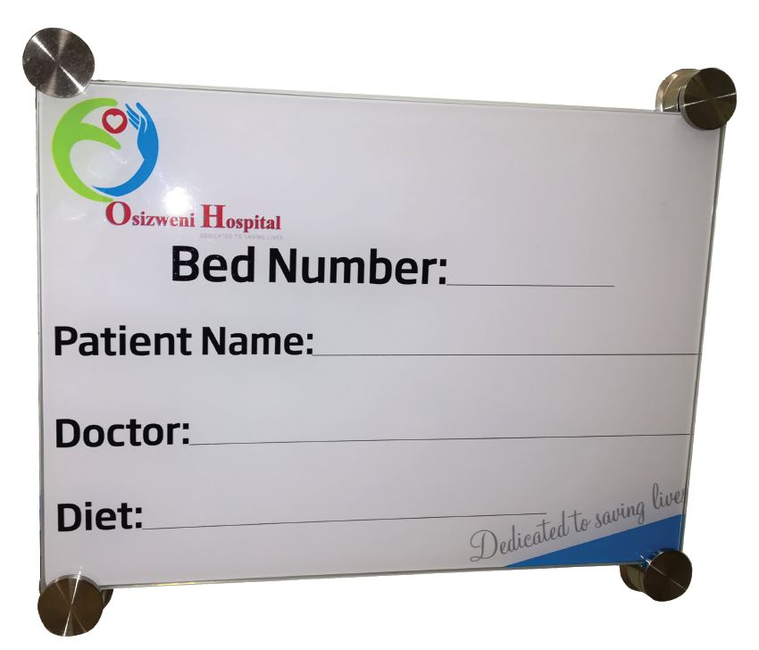 Hospital Glass Bed Board with Print (A4 - 210x297mm)