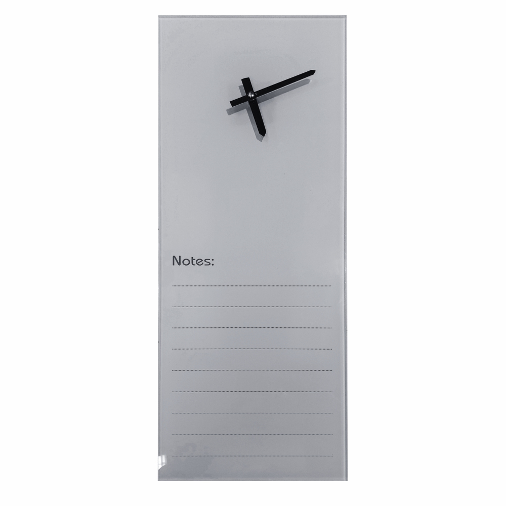 Glass Clock With Notes (200 x 580mm - Grey)