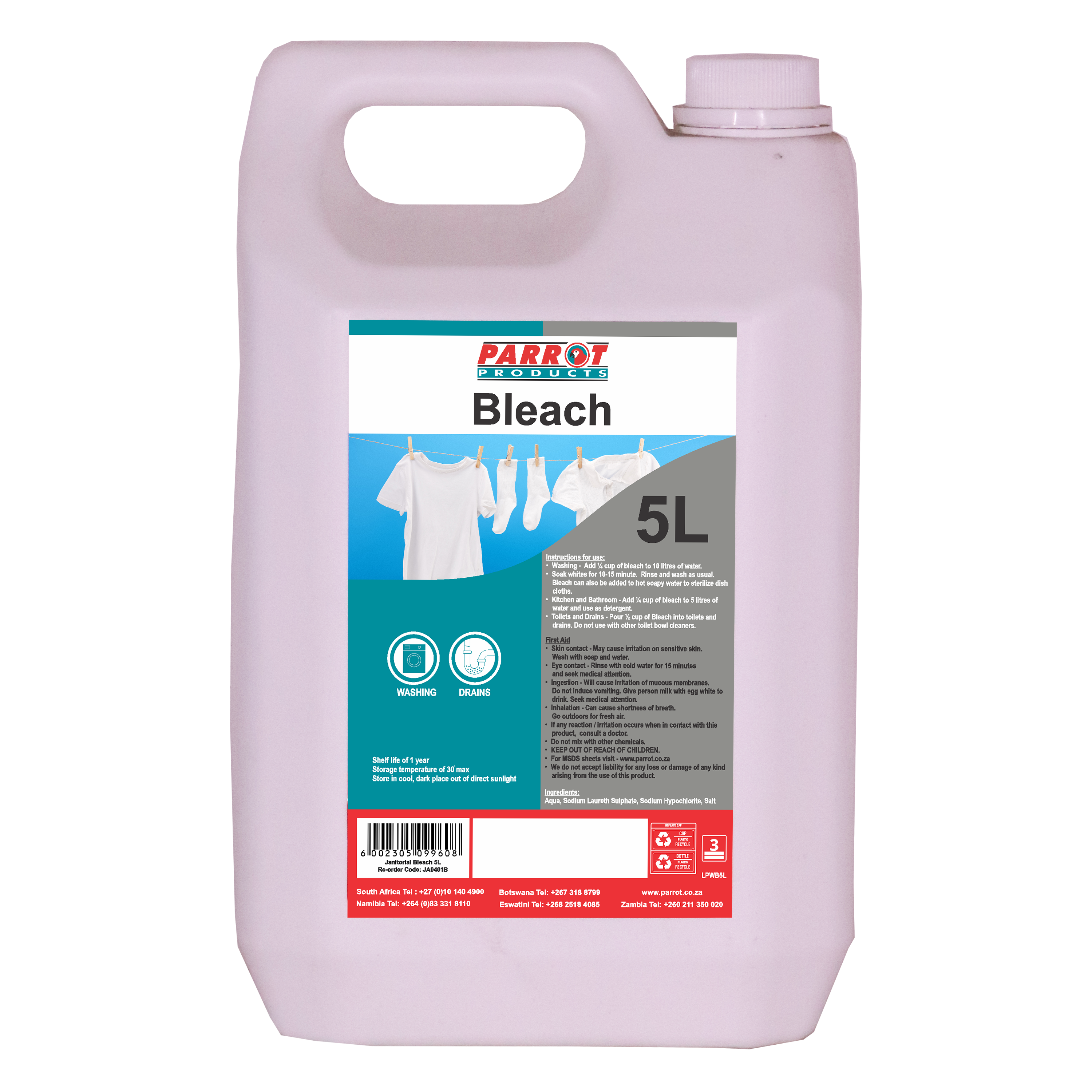 Janitorial Bleach 3% 5 Litre