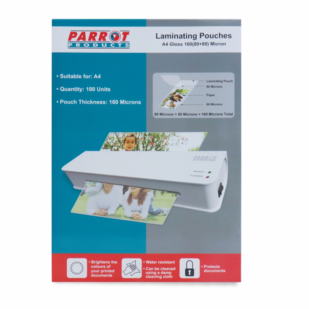 Laminating Pouches (A4, Gloss, 220x310mm, 160 (80+80) Microns, Box 100)