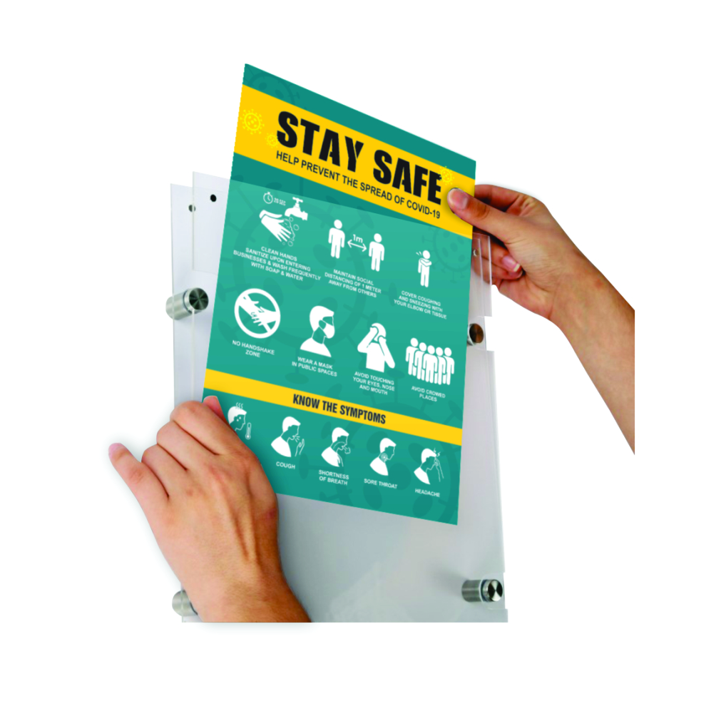 Covid-19 Certificate Holder A4 - Covid 19 - Social Distancing Poster Included