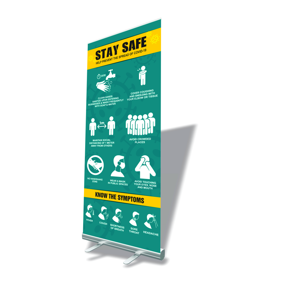 COVID-19 - Pull Up Banner Econo - COVID 19 - Social Distancing Standard Graphic