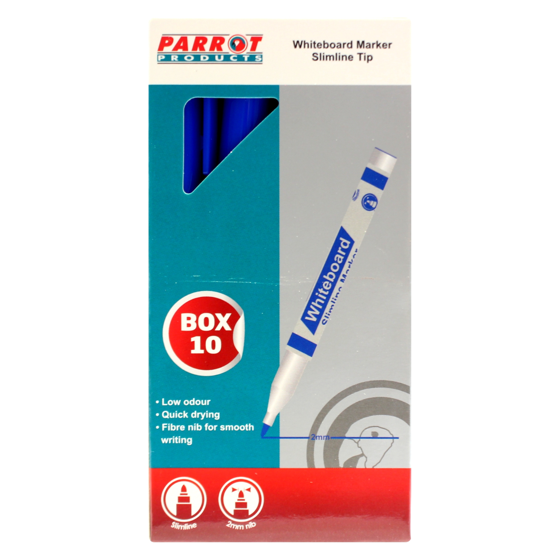 Whiteboard Markers (10 Markers - Slimline Tip - Blue)