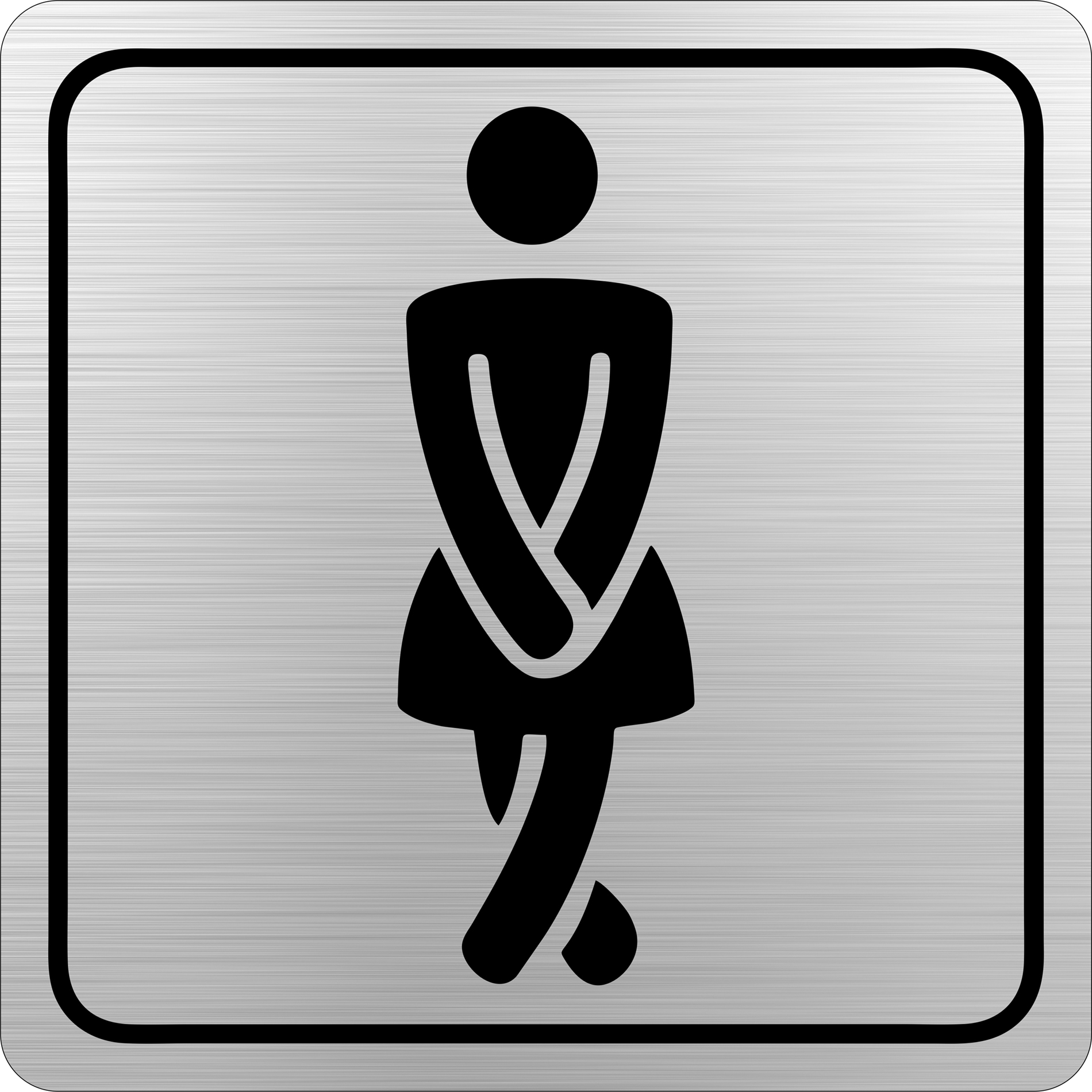 Ladies Toilet Symbolic Sign - Black Printed on Brushed Aluminium ACP (150 x 150mm)