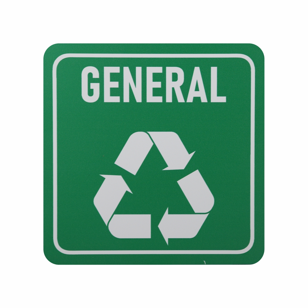 SIGN SYMBOLIC GREEN PRINTED GENERAL WASTE RECYCLE SIGN ON WHITE ACP 150 * 150MM