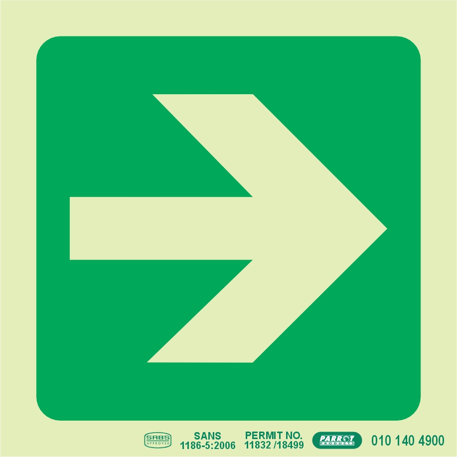 Photoluminescent 190MM Safety Sign - E21-Arrow Right