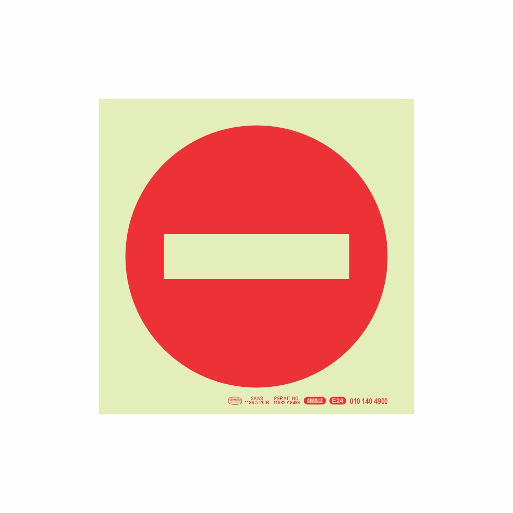 Photoluminescent 190MM Saftey Sign - NO ENTRY Symbol