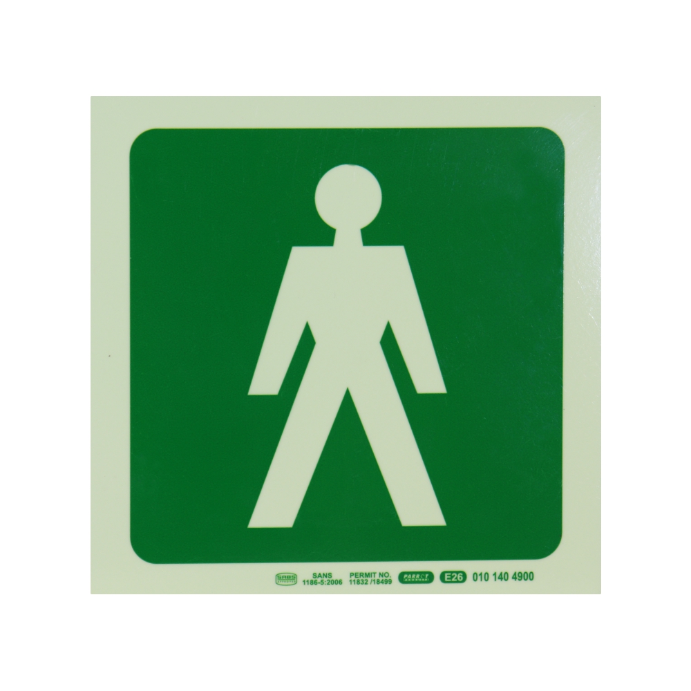 Photoluminescent 190MM Safety Sign - E26-Male Symbol