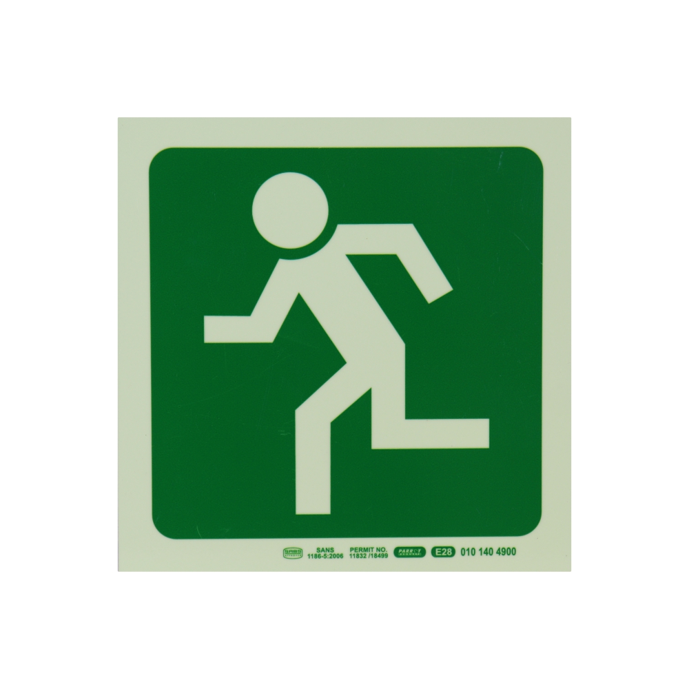Photoluminescent 190MM Safety Sign - E28-Running Man Facing Left