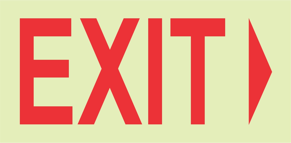 Photoluminescent 190MM Safety Sign - E5-Arrow Left+Exit