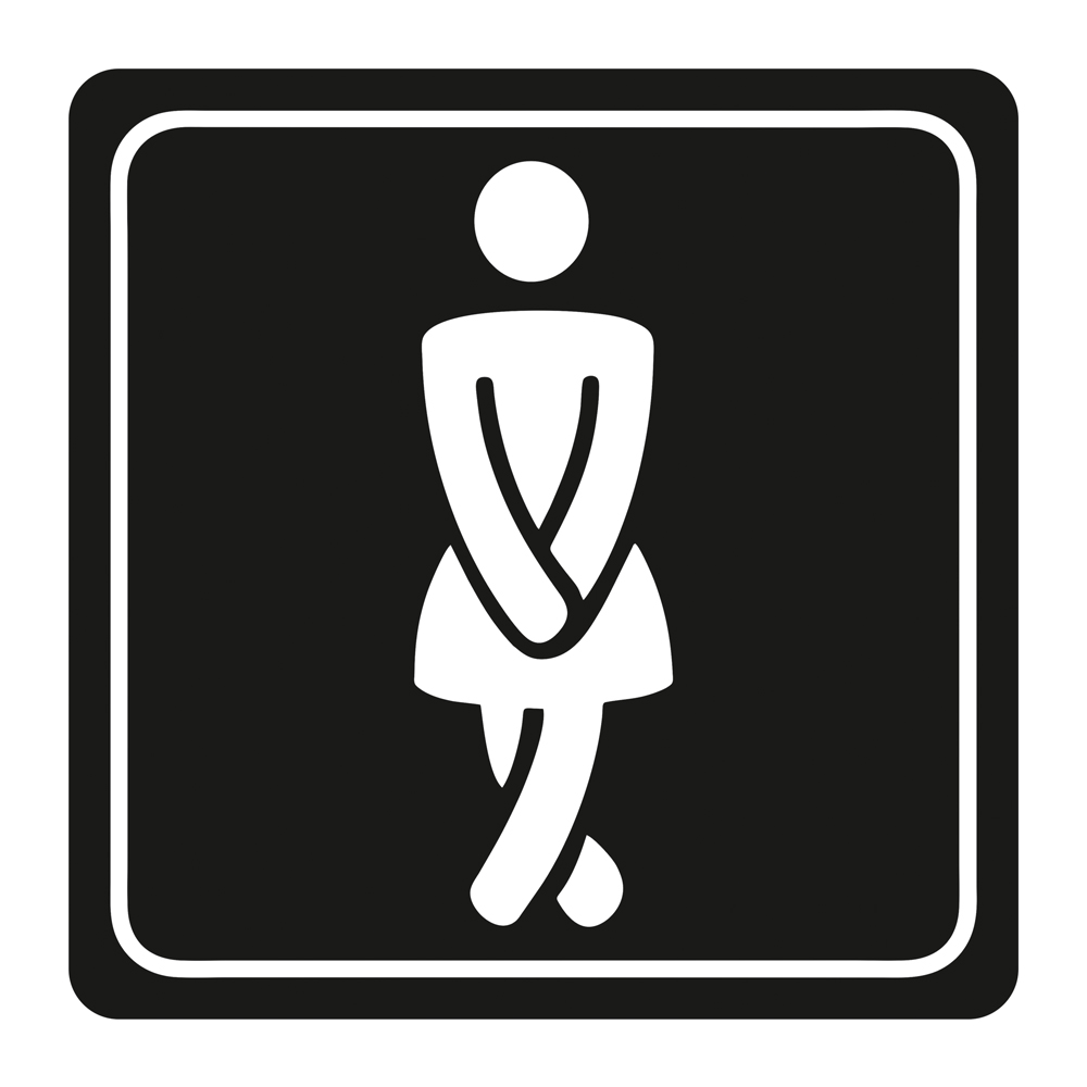 Ladies Toilet Symbolic Sign - White Printed on Black ACP (150 x 150mm)