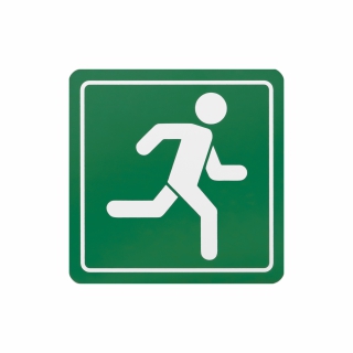 Green Man Running Symbolic Sign, Printed on White ACP (150 x 150mm)