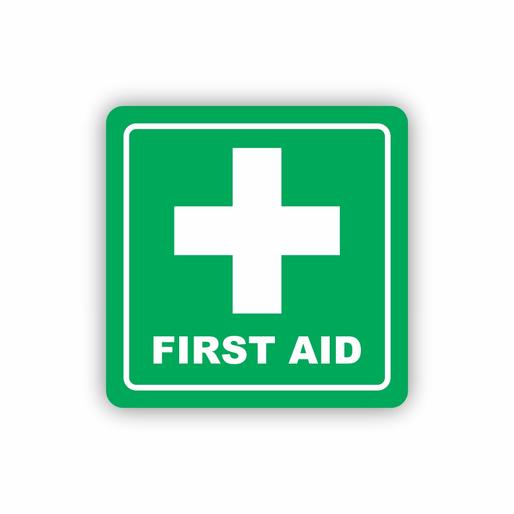 Green First Aid Symbolic Sign - Printed on White ACP (150 x 150mm)
