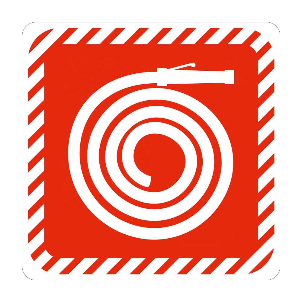 White Fire Hose Reel Symbolic Sign With Red Printed On White Acp 150 X 150mm