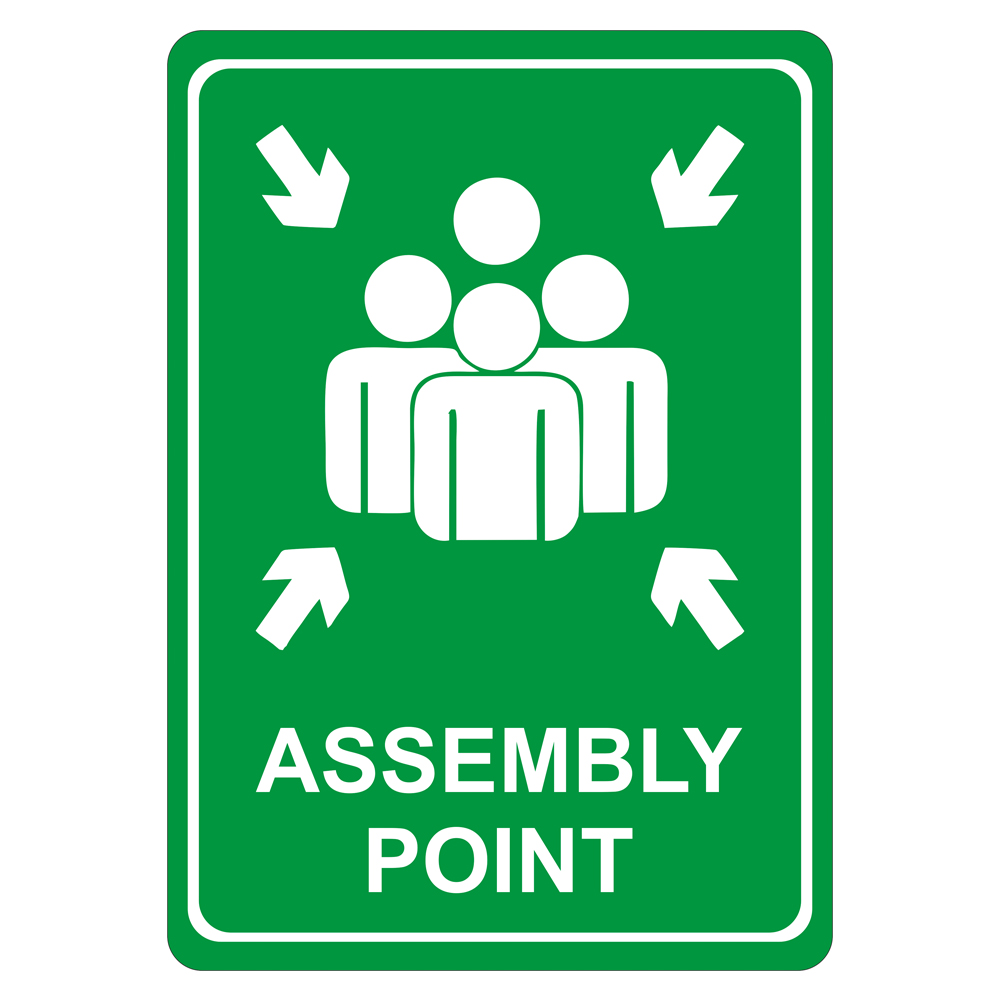 Green Assembly Point Symbolic Sign Printed On White Acp 297 X 210mm