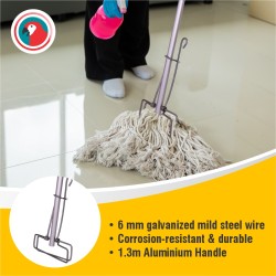 Janitorial Fan Mop Spring Clip + Aluminium Handle 22mm x 1.3m