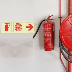 Photoluminescent 190mm Safety Sign F6 Fire Extinguisher Fire Hose Reel ...
