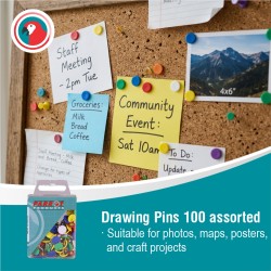Drawing Pins (Boxed Pack 100, Assorted)