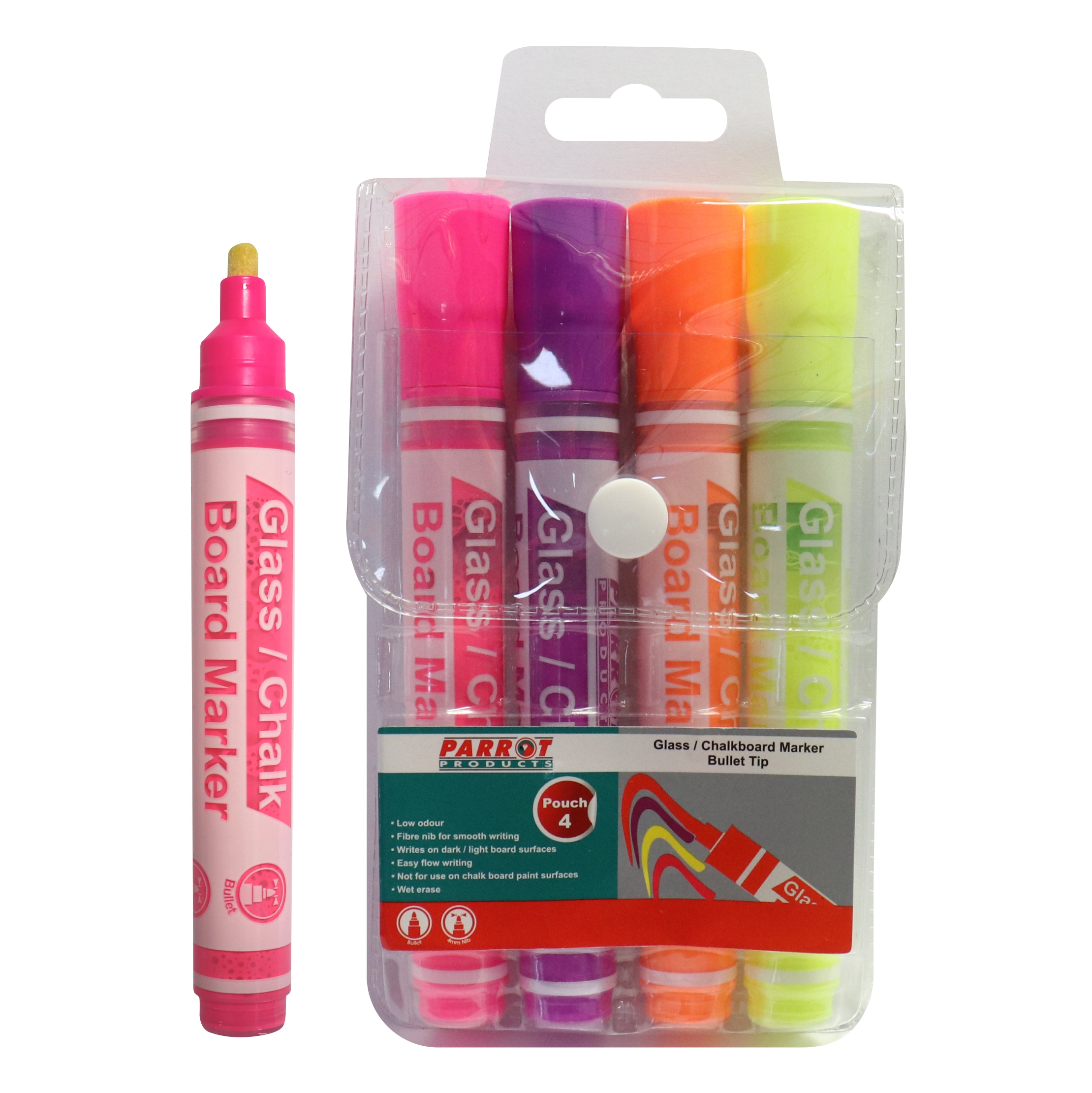 Glass/Chalkboard Markers Pouch 4 (Pink, Yellow, Orange, Yellow)