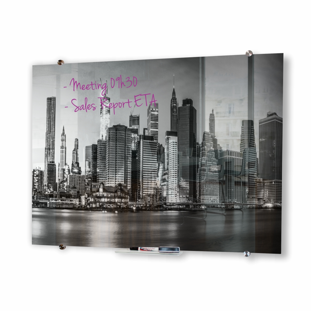 Glass Whiteboard Non-Magnetic Printed (900x900mm)