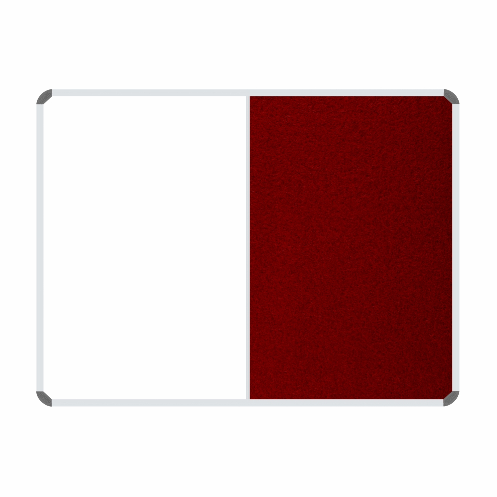 Non-Magnetic Combination Whiteboard (1200*900mm - Burgandy Felt)