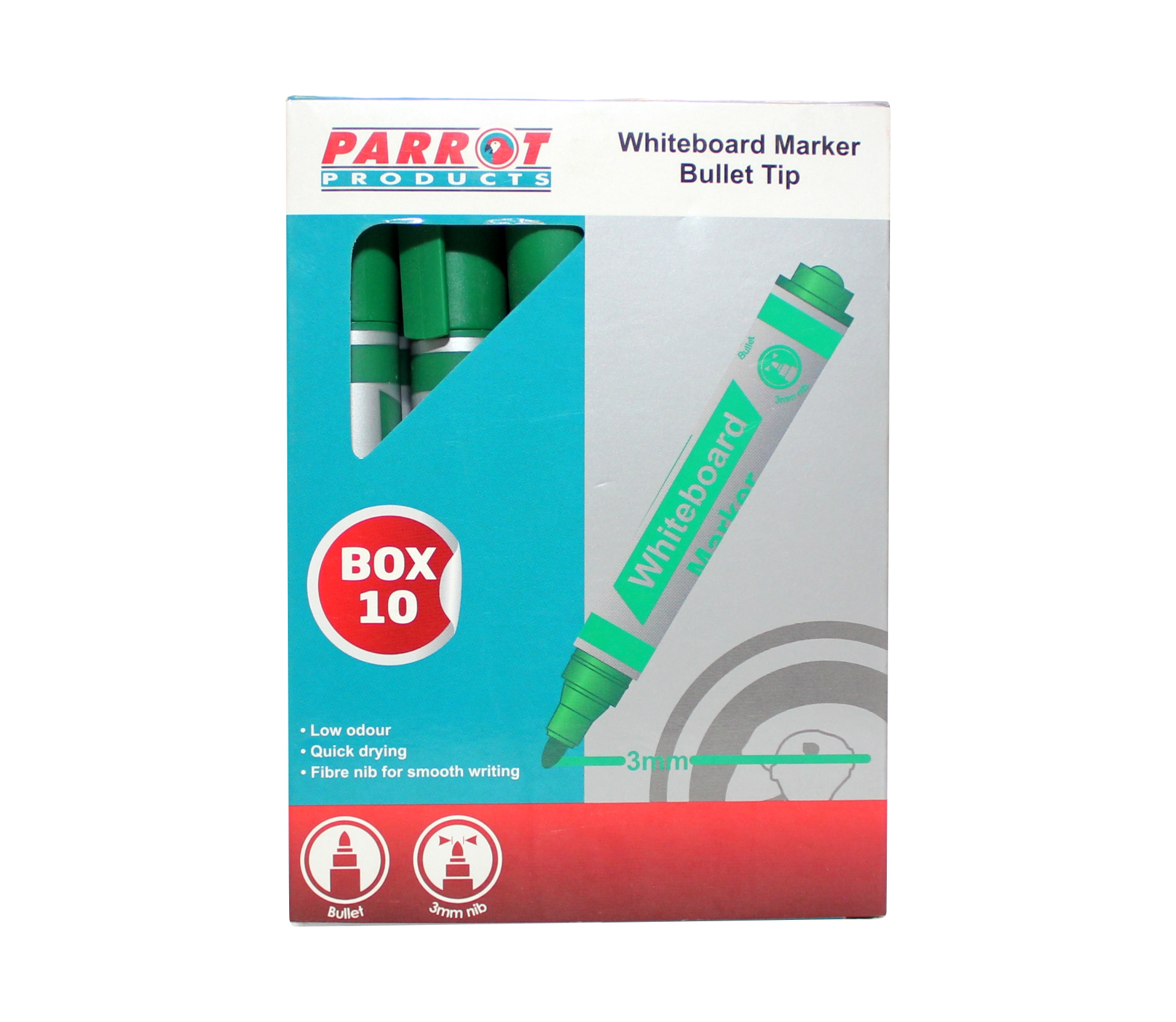 Whiteboard Markers (10 Markers - Bullet Tip - Green)